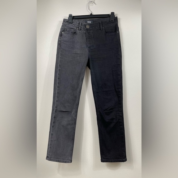 PAIGE Hoxton Straight Ankle Half & Half Sz 26" In Storm Black/ Pebble